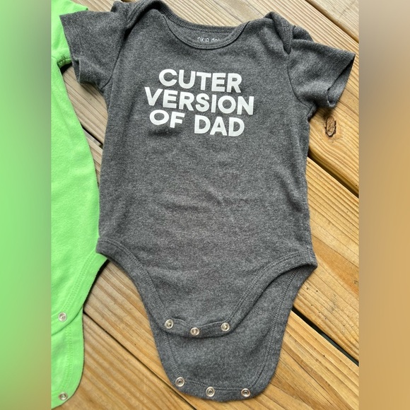 Infant baby toddler Okie Dokie Green and Gray Bodysuits Set 12M - Picture 3 of 5